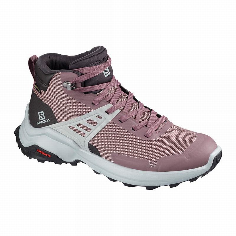 Salomon X RAISE MID GORE-TEX Zapatillas Trekking Mujer - Burdeos - Colombia (35846-GRJN)